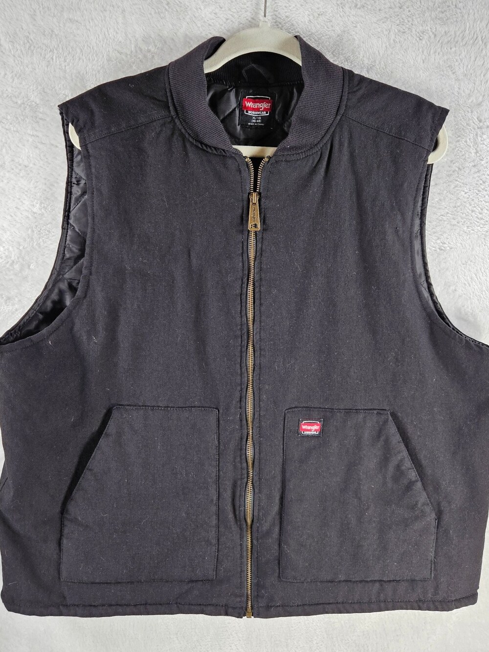 Wrangler Workwear Quilted Lined Work Vest Full Zip Black Men's Size XL